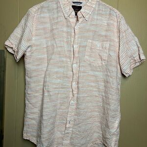 Weatherproof White and Orange Casual Button Down Shirt